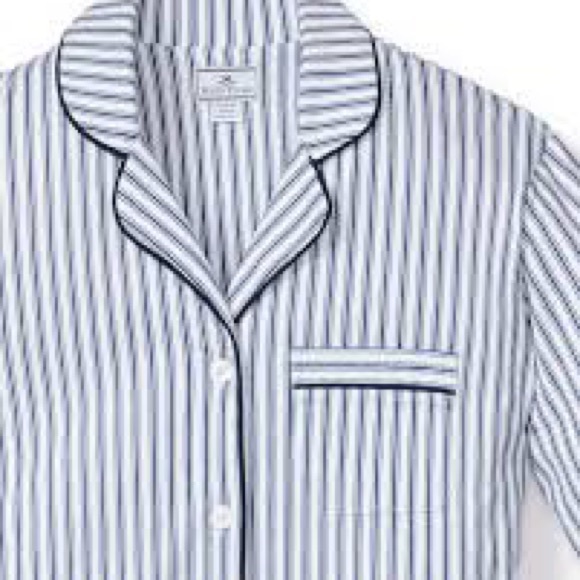 Petite Plume Women's Pima Pajama Set in Navy French Ticking - Picture 5 of 16